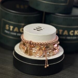 BP Bomb Party Ladies Fall Lynx Stacks Bracelet Rose Gold NIB